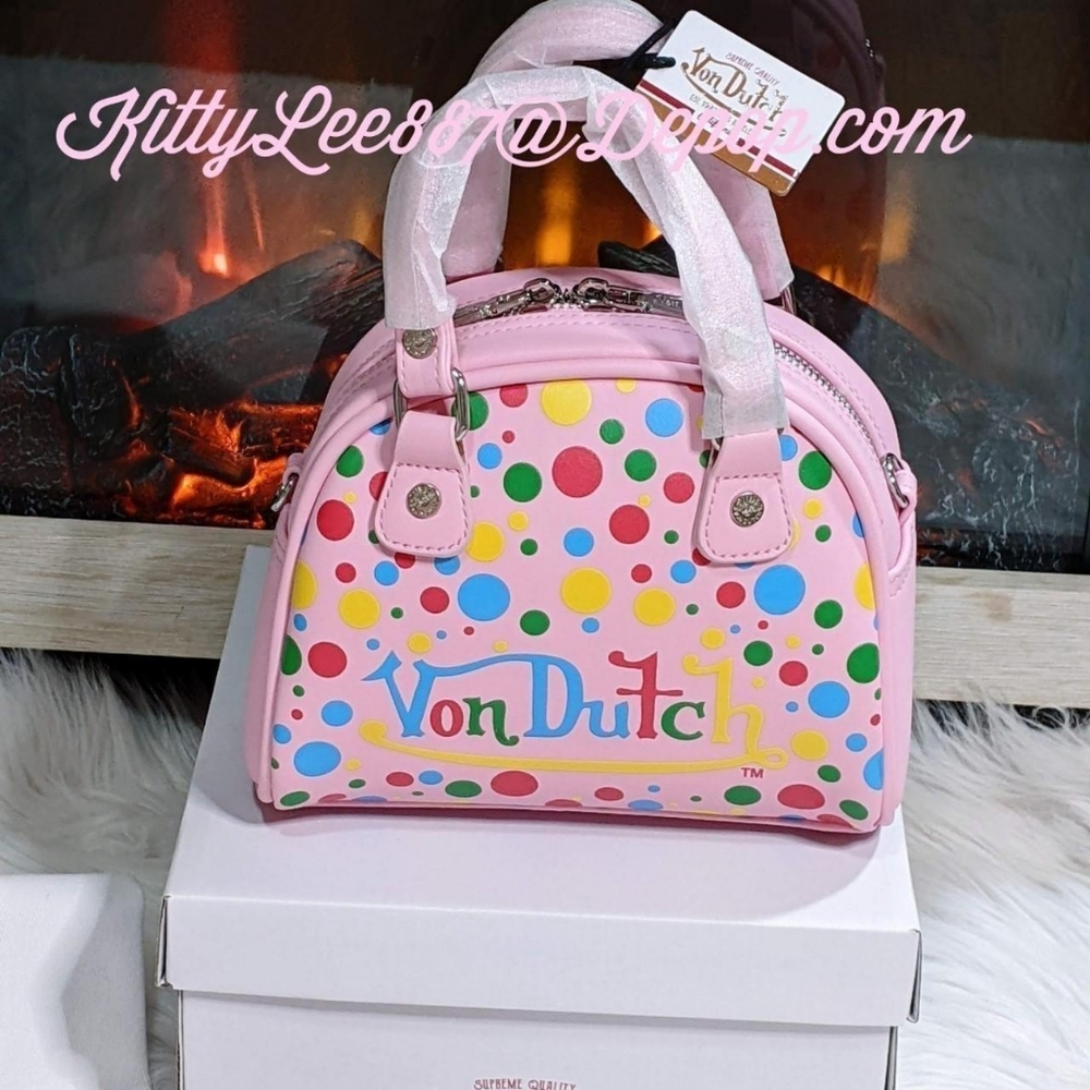 Von Dutch rare sold out pink polka dot bowling Bag